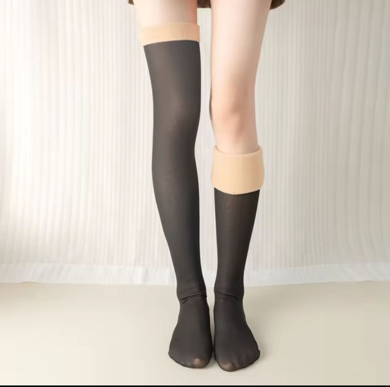 Thigh High Socks for Women - Warm, Thick, Fleece-Lined Boot Socks & Leg Warmers(Black Green Red)